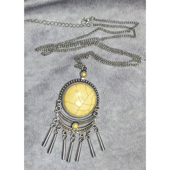 Paparazzi Bohemian Yellow And Silver Tone Pendant Necklace - Picture 9 of 9